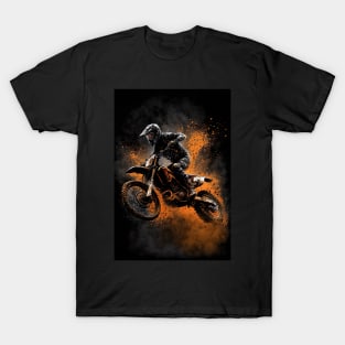 Dirt Bike With Paint Orange Splash Design T-Shirt